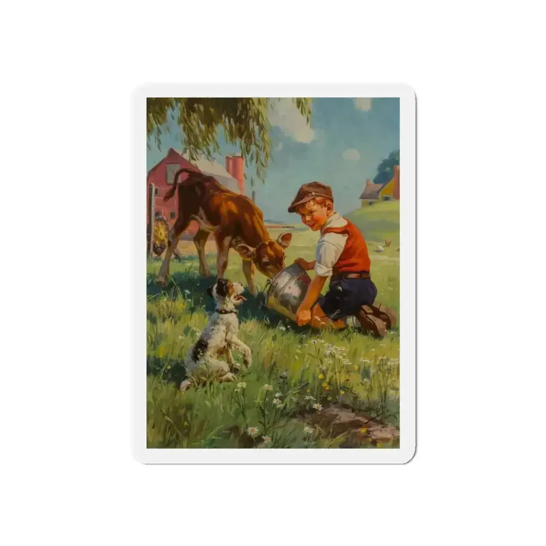 Feeding Time (Magazine Illustration) Refrigerator Magnet - The Sticker Space