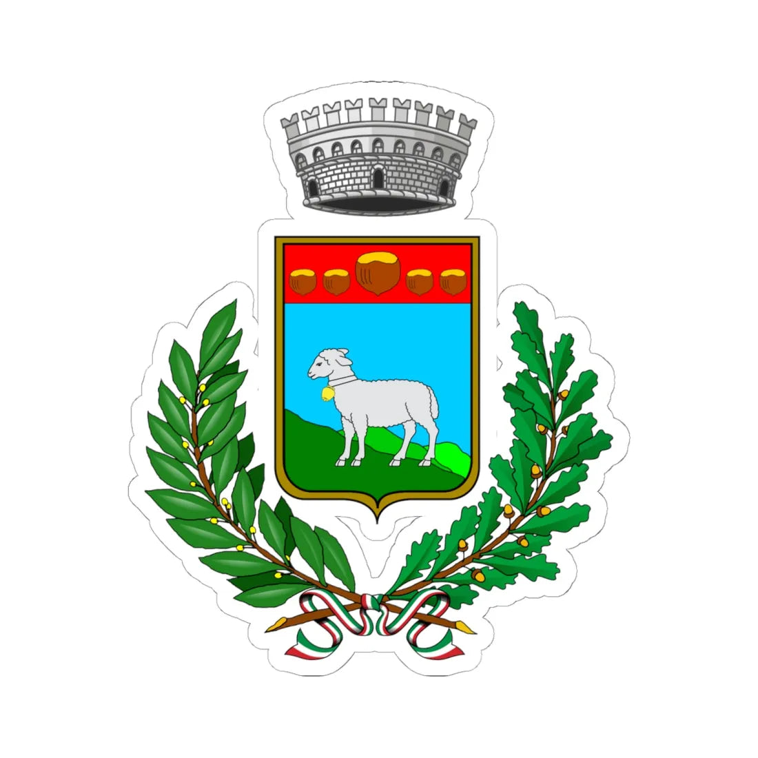 Feisoglio-Stemma (Italy) (Coat of Arms) STICKER Vinyl Kiss-Cut Decal 6 Inch White - The Sticker Space