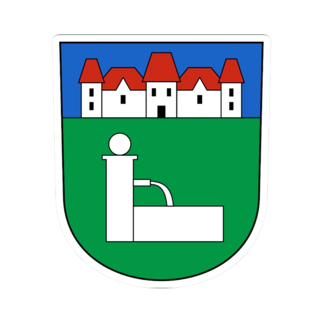 FeldbrunnenStNiklaus-blazon (Switzerland) (Coat of Arms) STICKER Vinyl Kiss-Cut Decal 2 Inch White - The Sticker Space