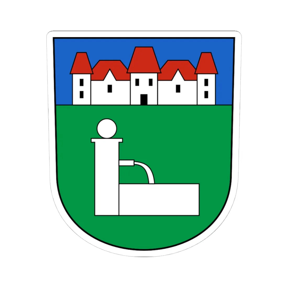 FeldbrunnenStNiklaus-blazon (Switzerland) (Coat of Arms) STICKER Vinyl Kiss-Cut Decal 4 Inch White - The Sticker Space