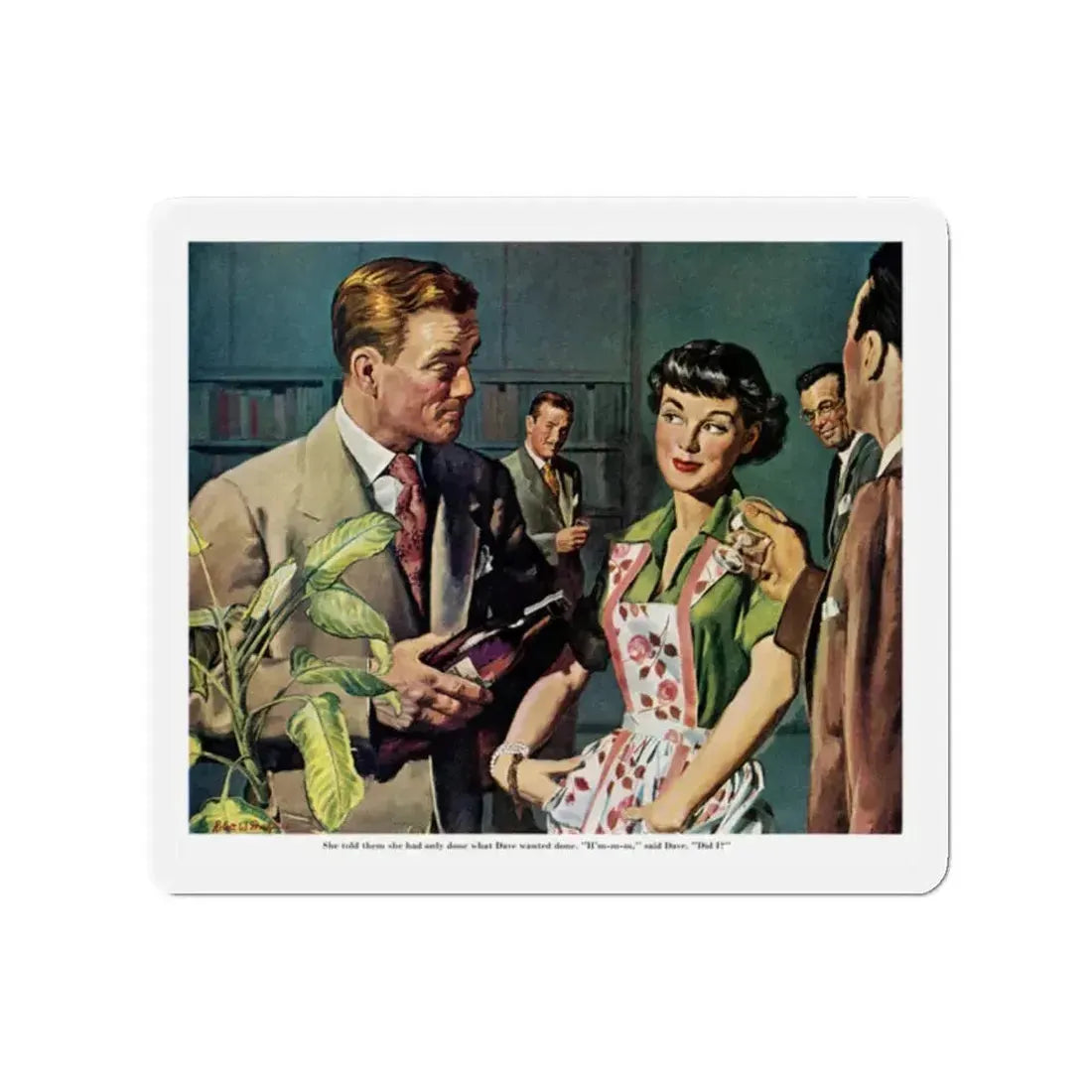 Female Conspiracy of One, 1950 (Magazine Illustration) Refrigerator Magnet 2 Inch Die-Cut - The Sticker Space