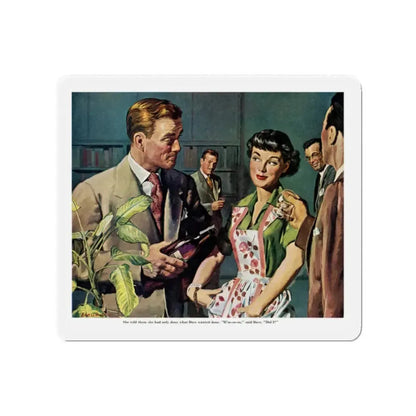Female Conspiracy of One, 1950 (Magazine Illustration) Refrigerator Magnet 2 Inch Die-Cut - The Sticker Space