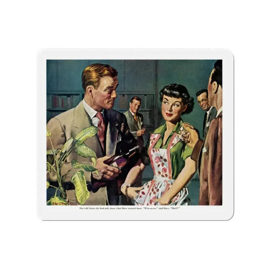 Female Conspiracy of One, 1950 (Magazine Illustration) Refrigerator Magnet 2 Inch Die-Cut - The Sticker Space