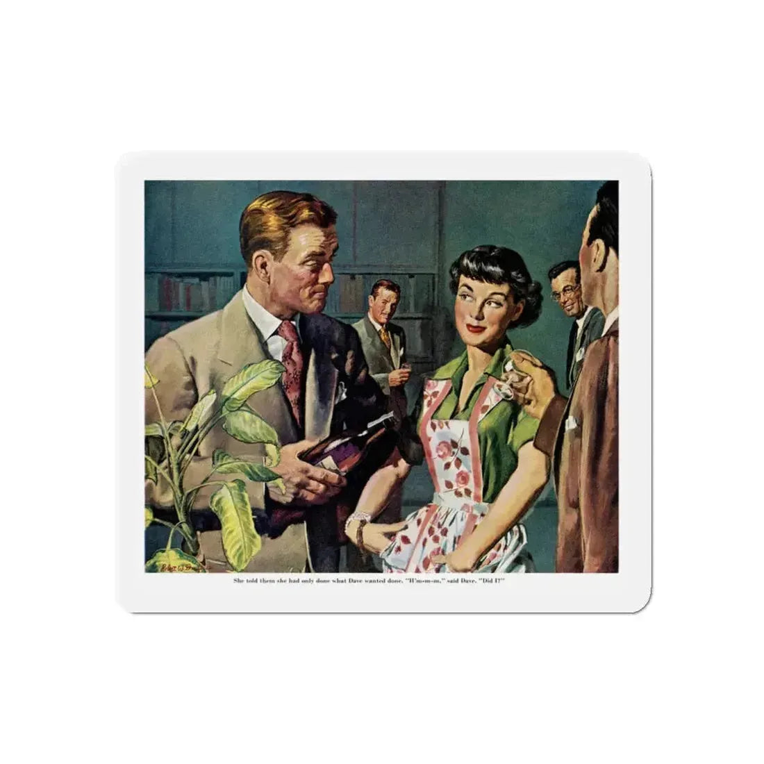 Female Conspiracy of One, 1950 (Magazine Illustration) Refrigerator Magnet 3 Inch Die-Cut - The Sticker Space
