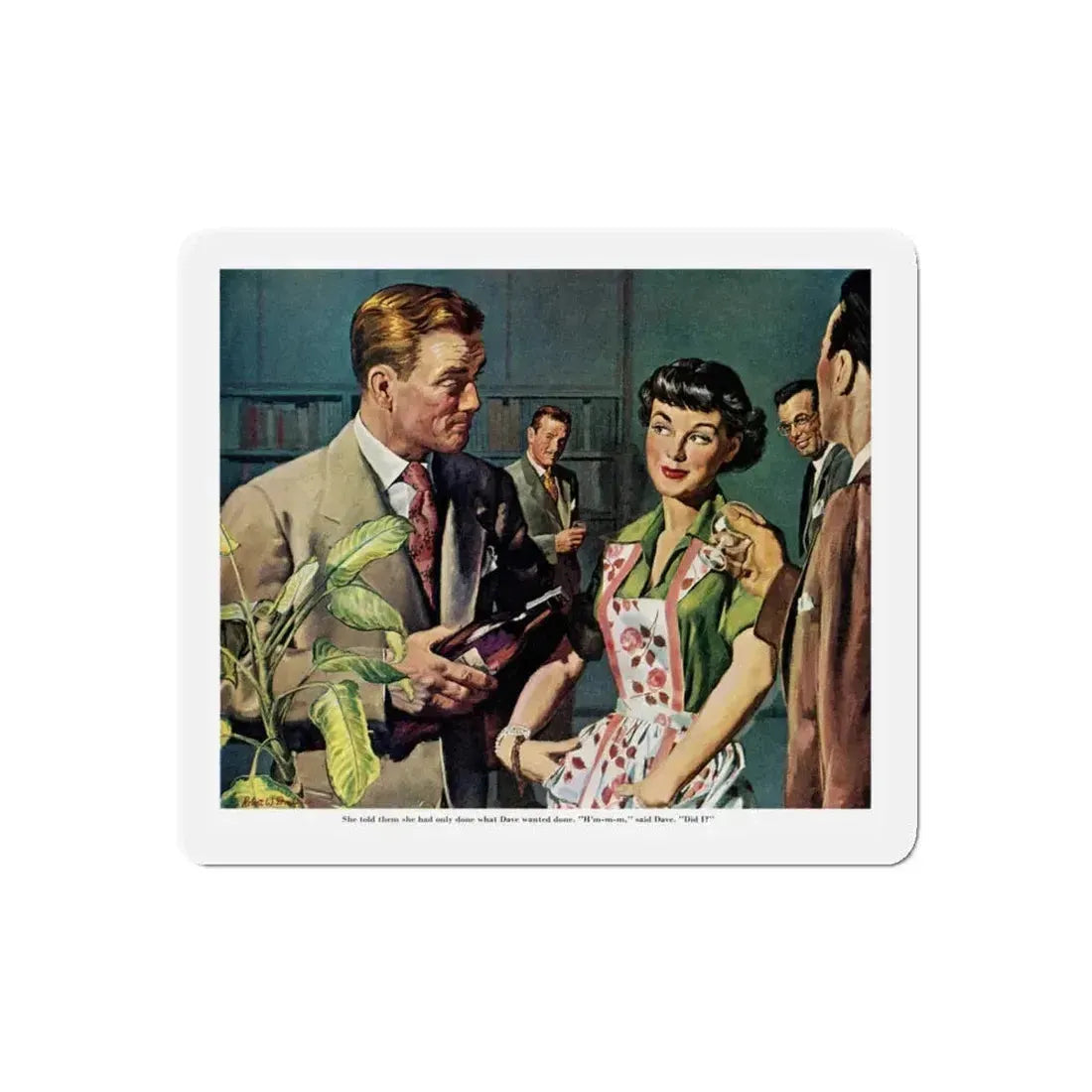 Female Conspiracy of One, 1950 (Magazine Illustration) Refrigerator Magnet 5 Inch Die-Cut - The Sticker Space