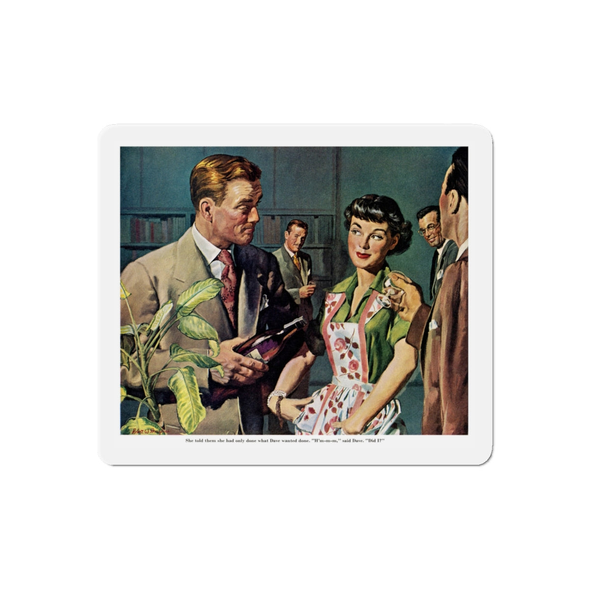 Female Conspiracy of One, 1950 (Magazine Illustration) Refrigerator Magnet-6" × 6"-The Sticker Space