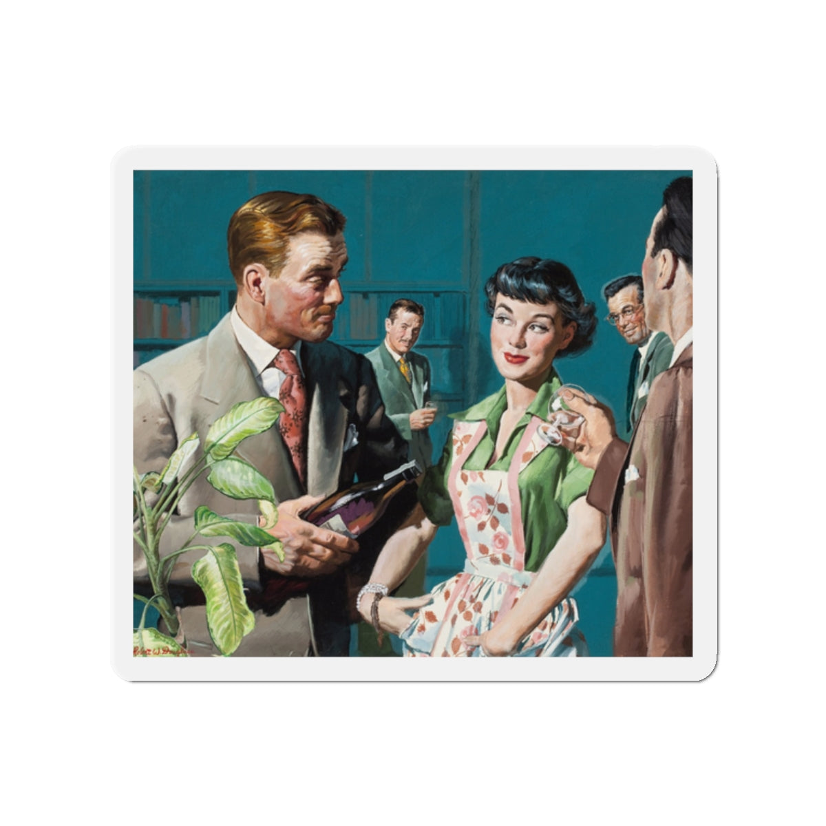 Female Conspiracy, The Saturday Evening Post magazine story illustration (Magazine Illustration) Refrigerator Magnet-2" x 2"-The Sticker Space