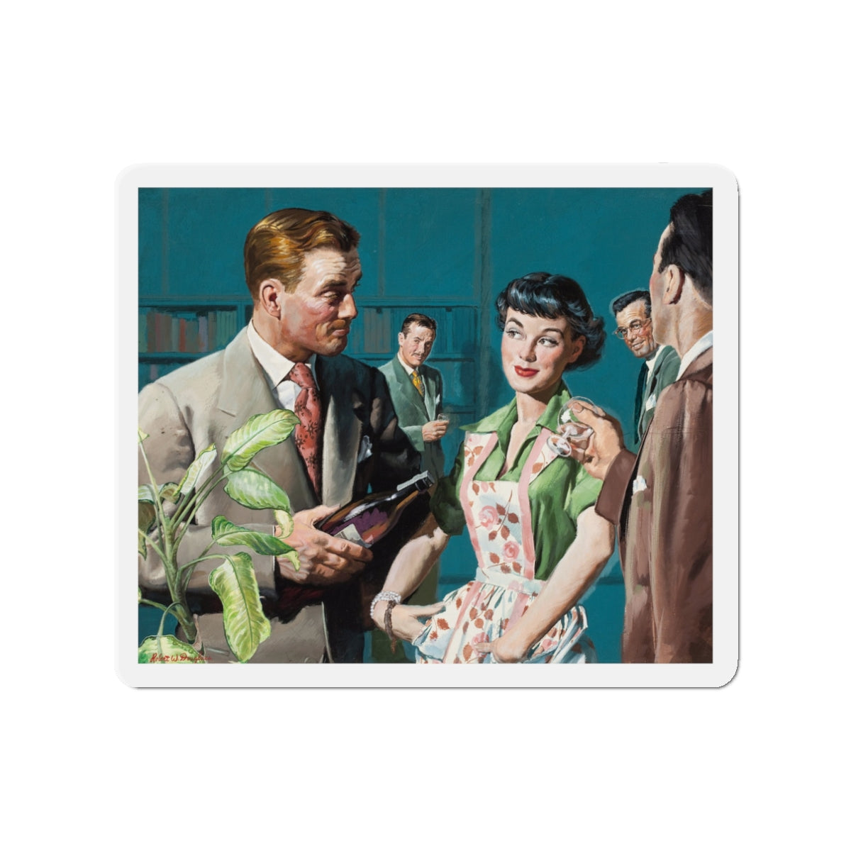 Female Conspiracy, The Saturday Evening Post magazine story illustration (Magazine Illustration) Refrigerator Magnet-3" x 3"-The Sticker Space