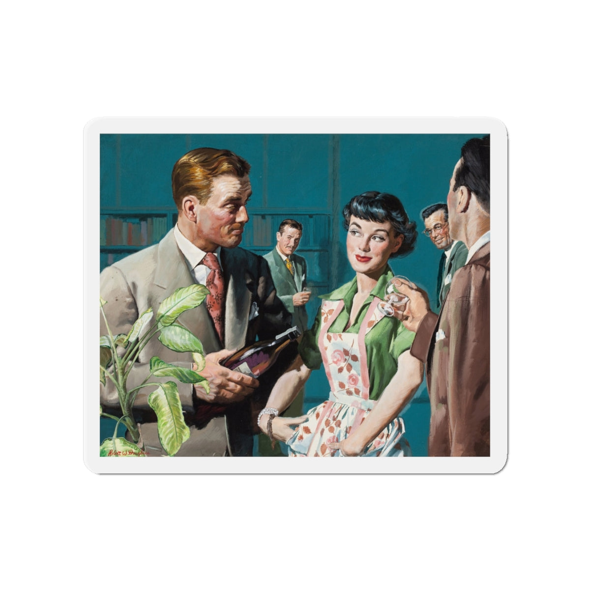 Female Conspiracy, The Saturday Evening Post magazine story illustration (Magazine Illustration) Refrigerator Magnet-4" x 4"-The Sticker Space