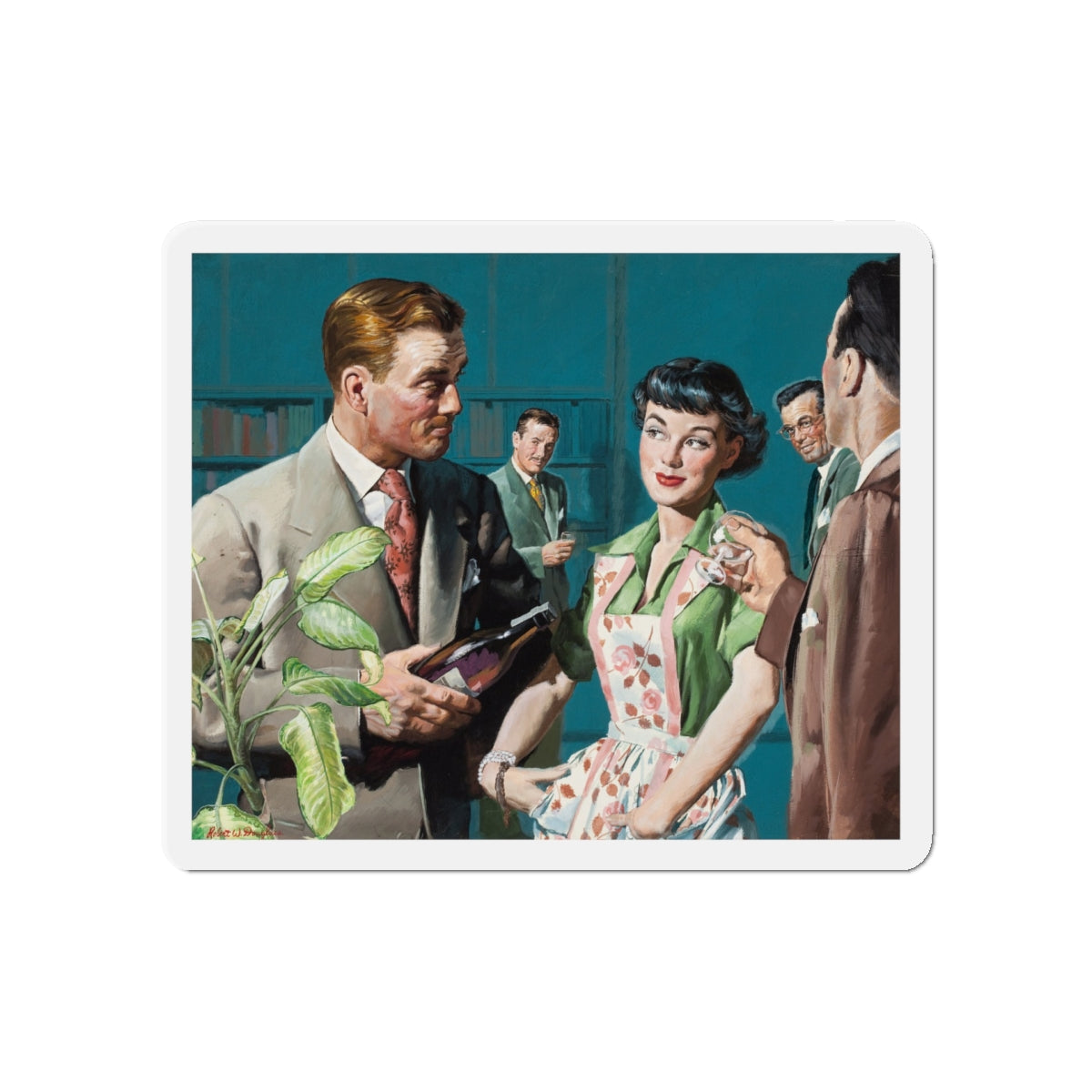 Female Conspiracy, The Saturday Evening Post magazine story illustration (Magazine Illustration) Refrigerator Magnet-5" x 5"-The Sticker Space