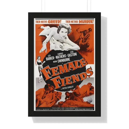 FEMALE FIENDS 1958 - Framed Movie Poster 16″ x 24″ Black - The Sticker Space
