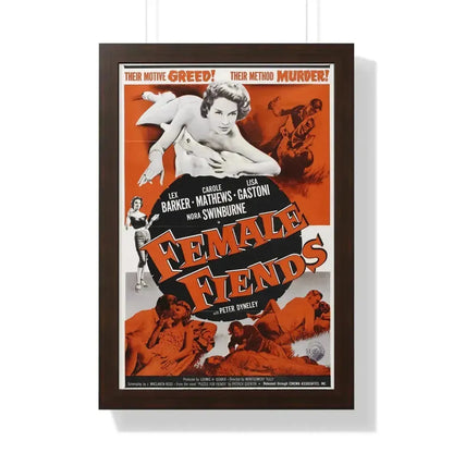 FEMALE FIENDS 1958 - Framed Movie Poster 16″ x 24″ Walnut - The Sticker Space