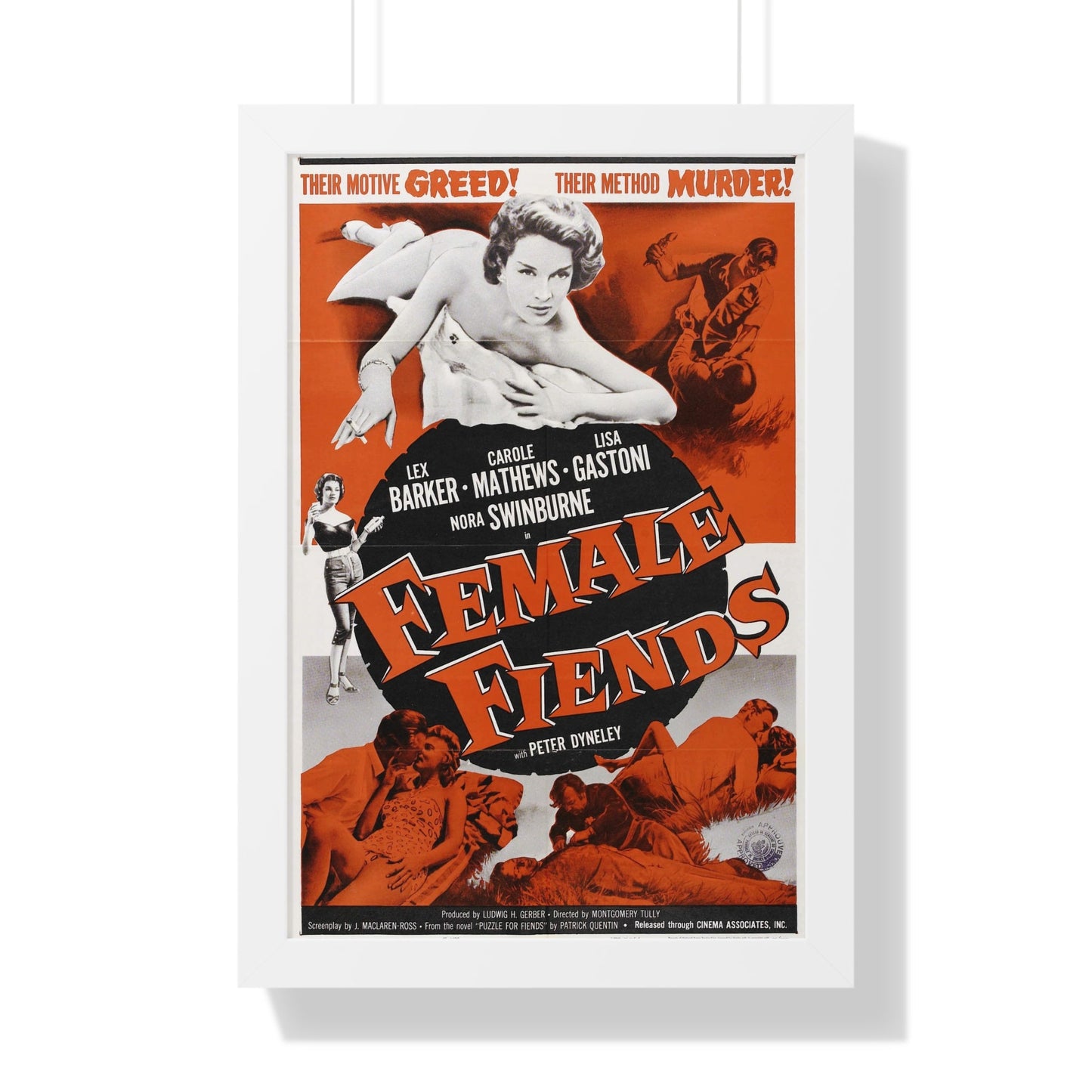 FEMALE FIENDS 1958 - Framed Movie Poster-16″ x 24″-The Sticker Space