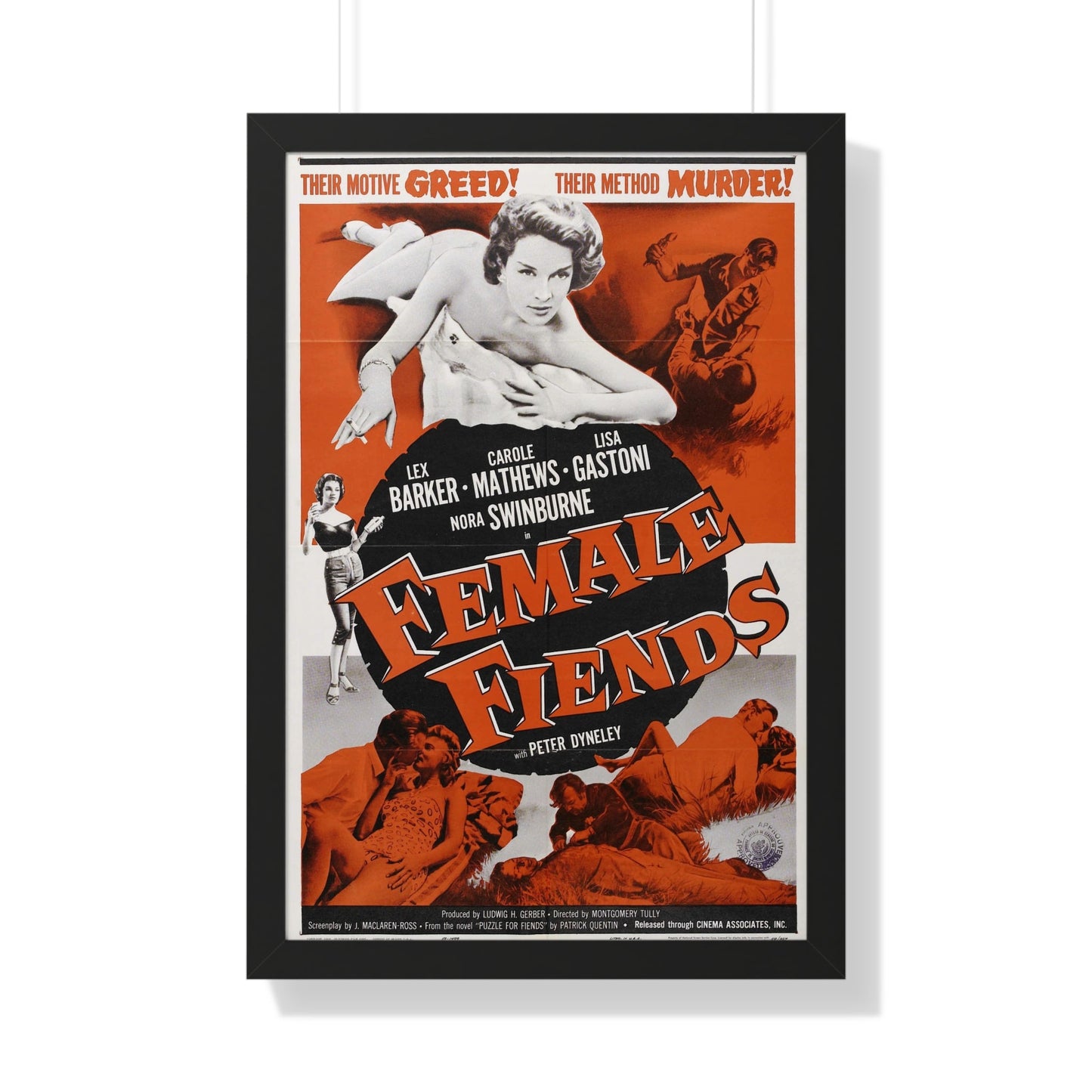 FEMALE FIENDS 1958 - Framed Movie Poster-20" x 30"-The Sticker Space