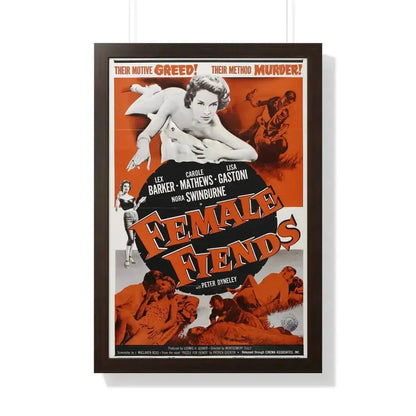 FEMALE FIENDS 1958 - Framed Movie Poster 20" x 30" Walnut - The Sticker Space