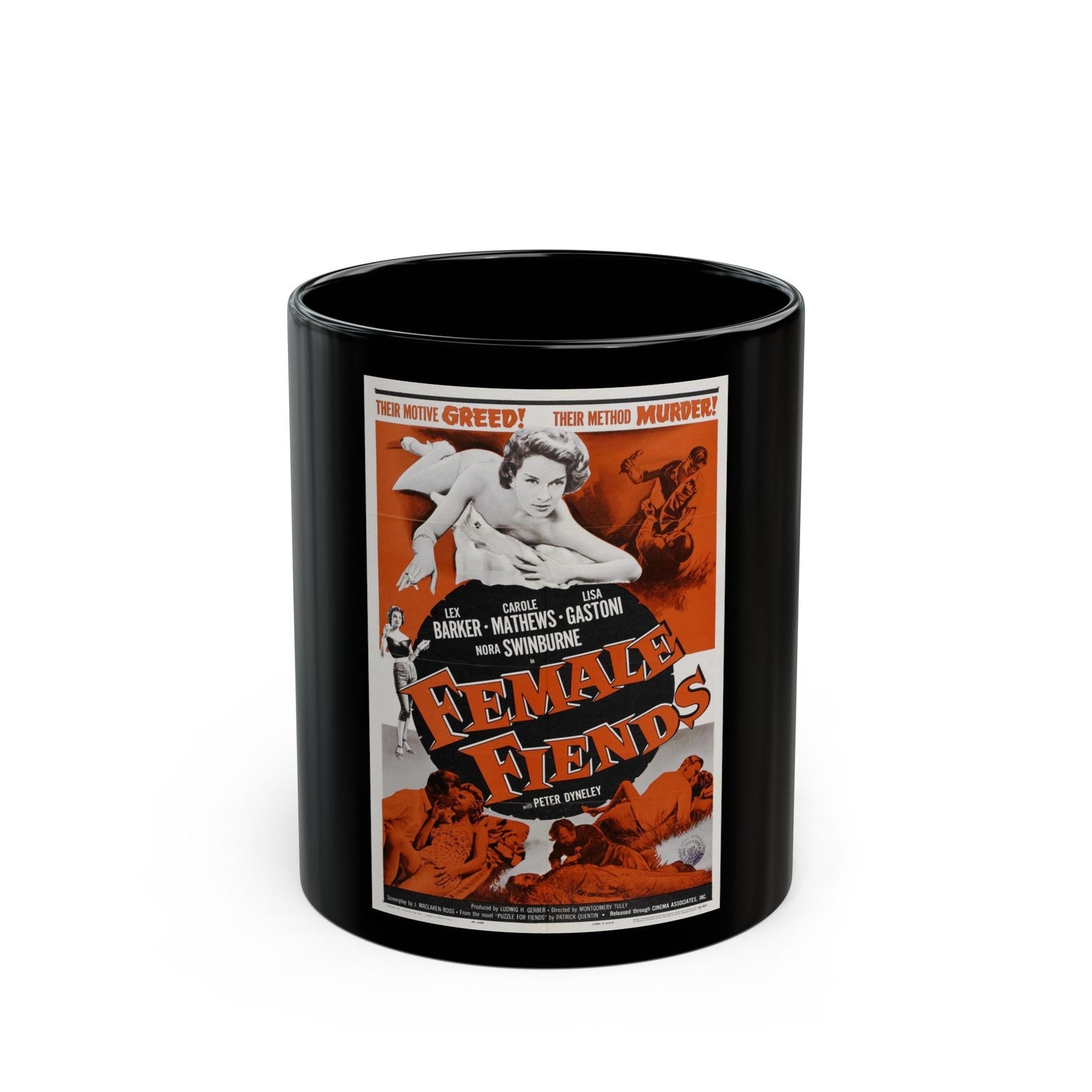 FEMALE FIENDS 1958 Movie Poster - Black Coffee Mug-11oz-The Sticker Space