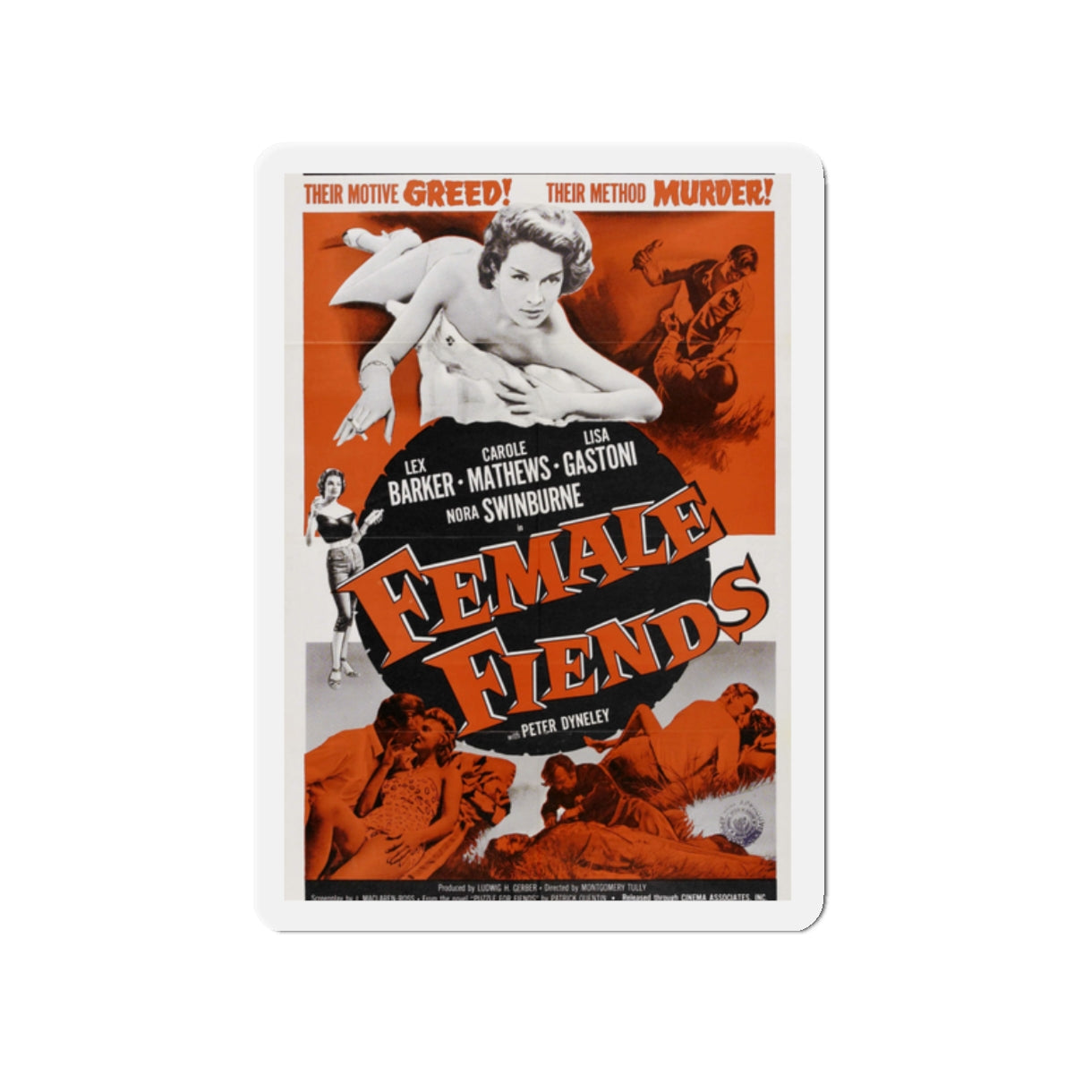 FEMALE FIENDS 1958 Movie Poster - Die-Cut Magnet-2" x 2"-The Sticker Space