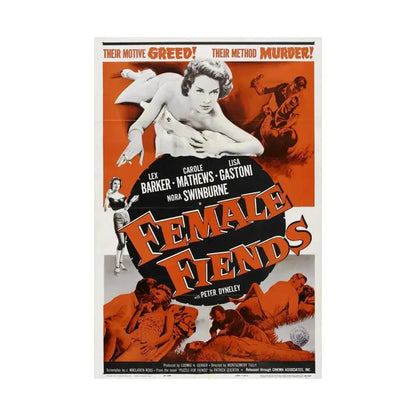 FEMALE FIENDS 1958 - Paper Movie Poster - The Sticker Space