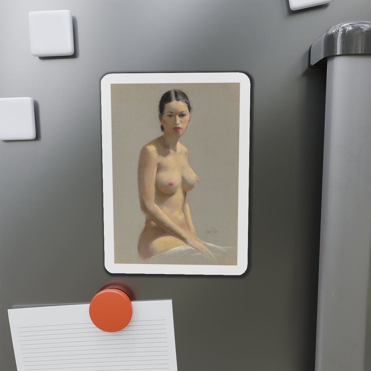 Female Nude (Magazine Illustration) Refrigerator Magnet-The Sticker Space