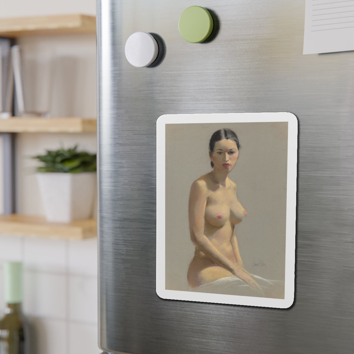 Female Nude (Magazine Illustration) Refrigerator Magnet-The Sticker Space