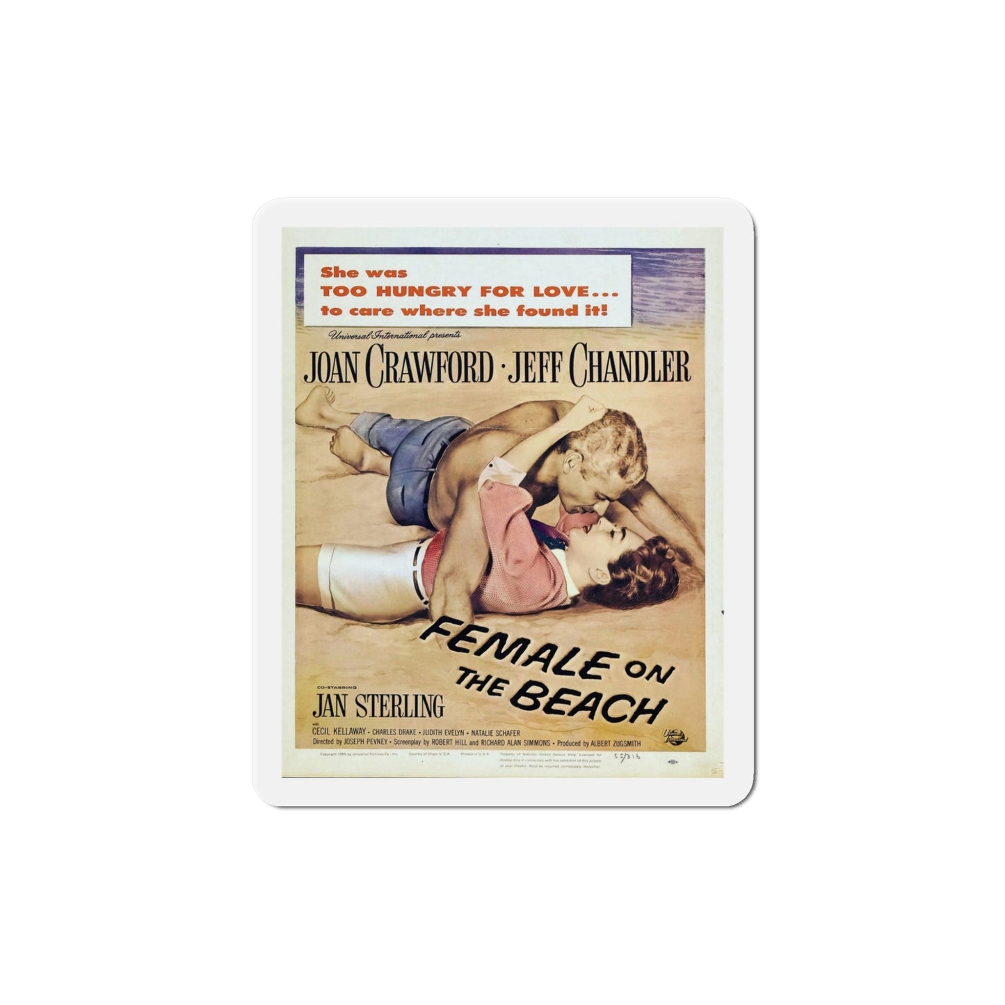 Female on the Beach 1955 Movie Poster Die-Cut Magnet-5 Inch-The Sticker Space