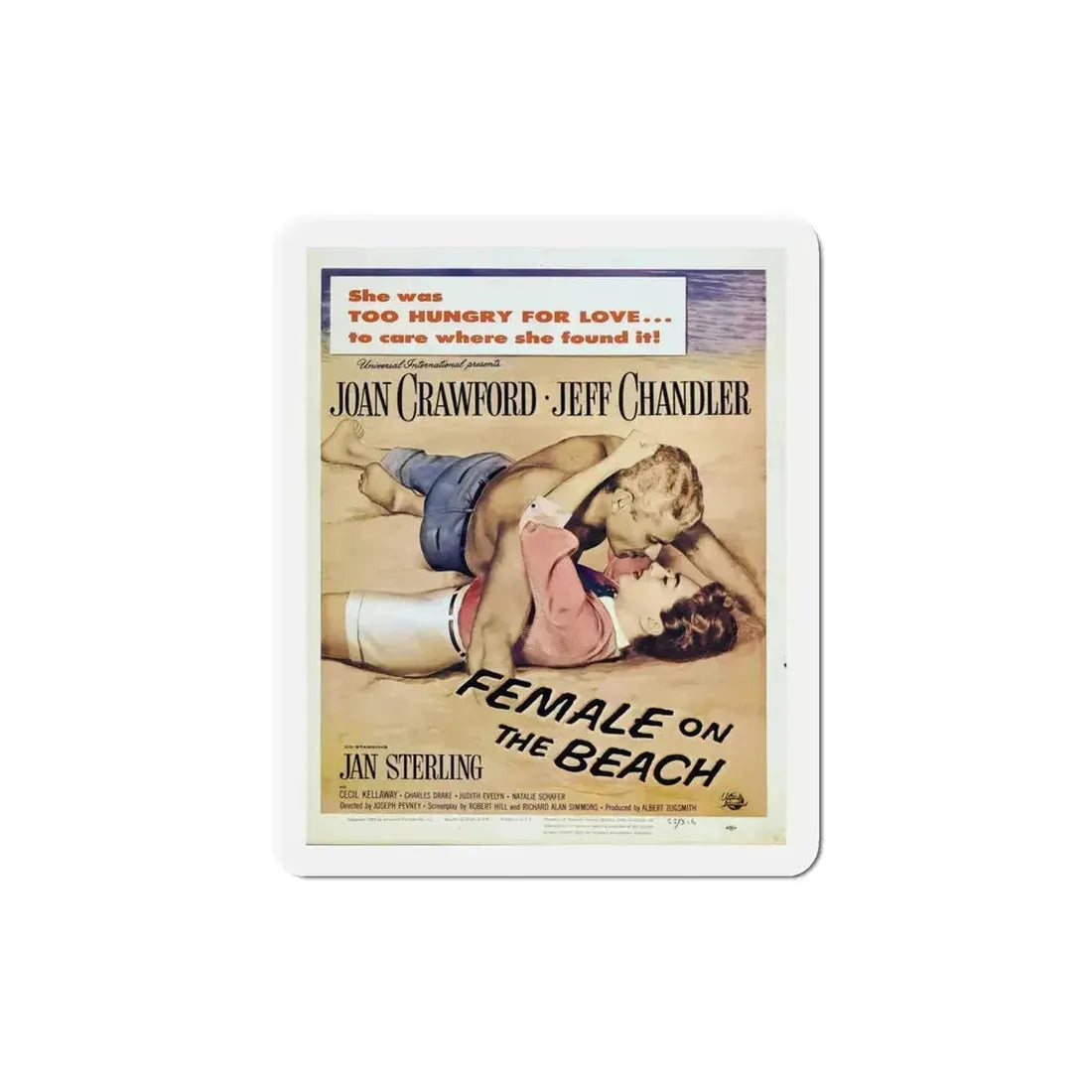 Female on the Beach 1955 Movie Poster Refrigerator Magnet 5 Inch - The Sticker Space