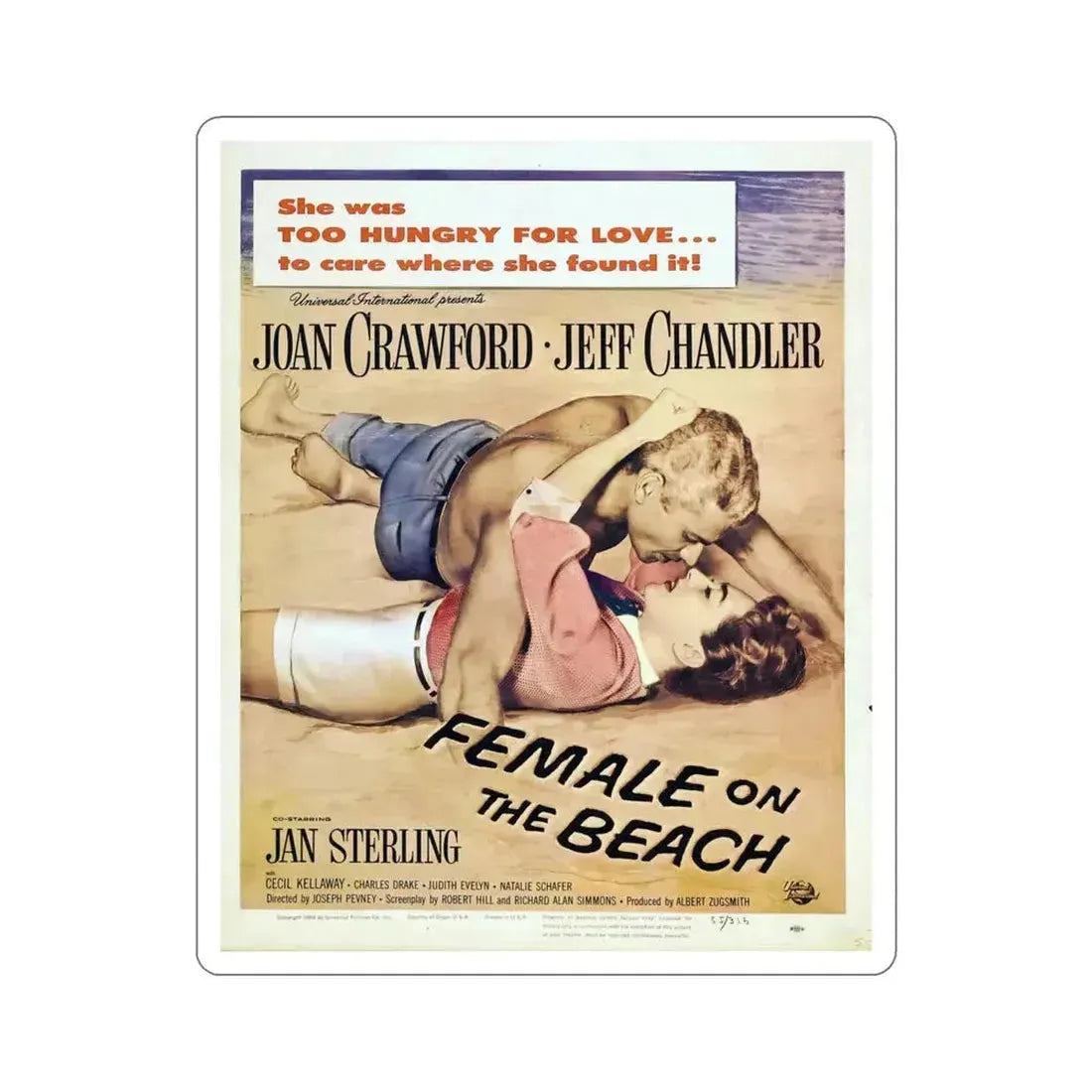 Female on the Beach 1955 Movie Poster STICKER Vinyl Die-Cut Decal 5 Inch - The Sticker Space