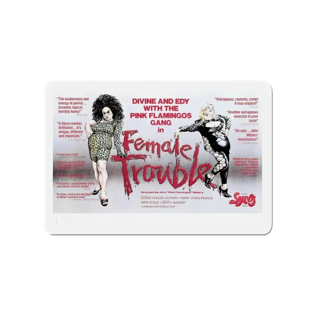 FEMALE TROUBLE 1974 Movie Poster - Refrigerator Magnet 4 Inch - The Sticker Space