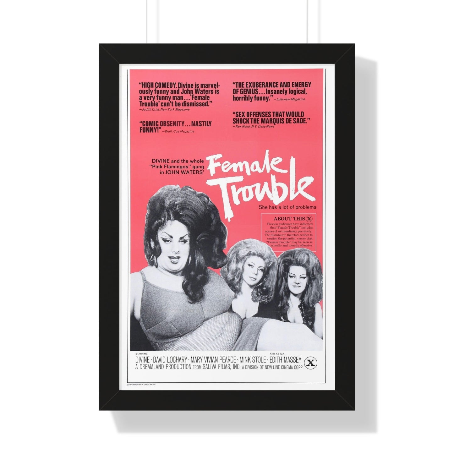 FEMALE TROUBLE (2) 1974 - Framed Movie Poster-16″ x 24″-The Sticker Space