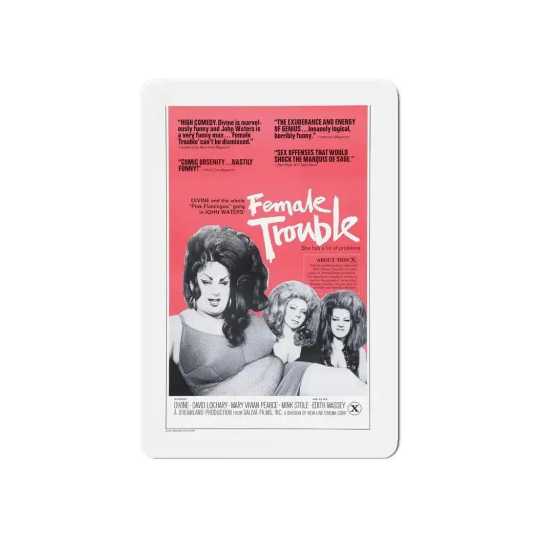 FEMALE TROUBLE (2) 1974 Movie Poster - Refrigerator Magnet - The Sticker Space