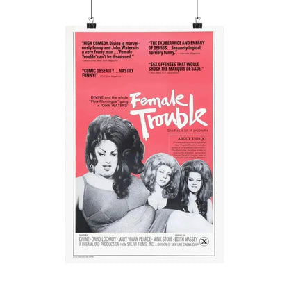 FEMALE TROUBLE (2) 1974 - Paper Movie Poster 12″ x 18″ Matte - The Sticker Space
