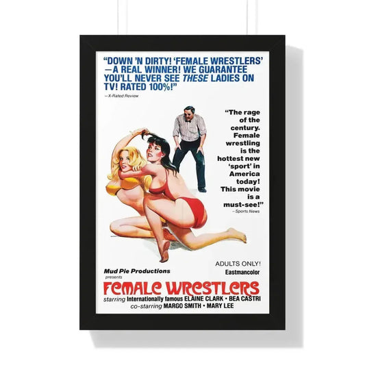 FEMALE WRESTLERS 1980 - Framed Movie Poster 16″ x 24″ Black - The Sticker Space