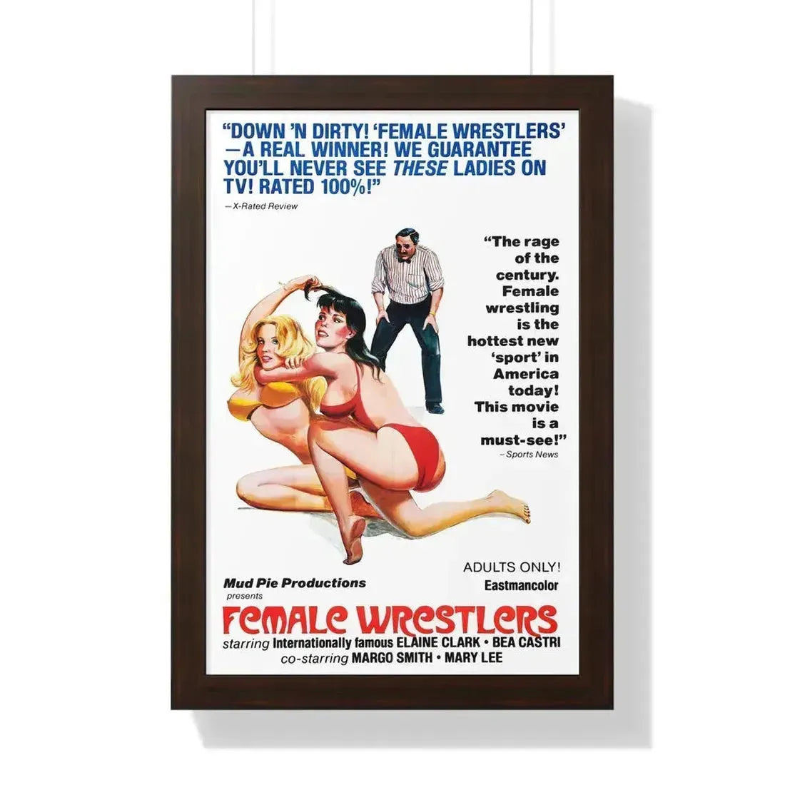 FEMALE WRESTLERS 1980 - Framed Movie Poster 16″ x 24″ Walnut - The Sticker Space