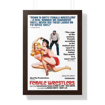 FEMALE WRESTLERS 1980 - Framed Movie Poster 16″ x 24″ Walnut - The Sticker Space