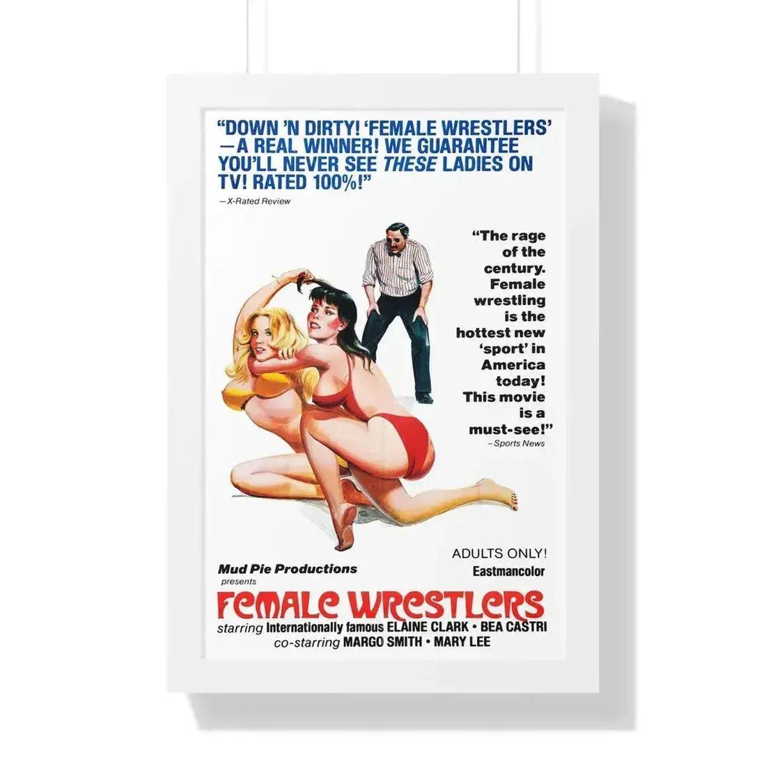 FEMALE WRESTLERS 1980 - Framed Movie Poster 16″ x 24″ White - The Sticker Space