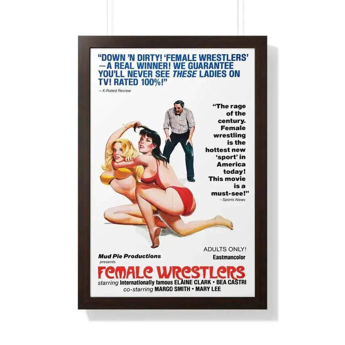 FEMALE WRESTLERS 1980 - Framed Movie Poster 20" x 30" Walnut - The Sticker Space