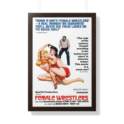 FEMALE WRESTLERS 1980 - Framed Movie Poster 20" x 30" Walnut - The Sticker Space