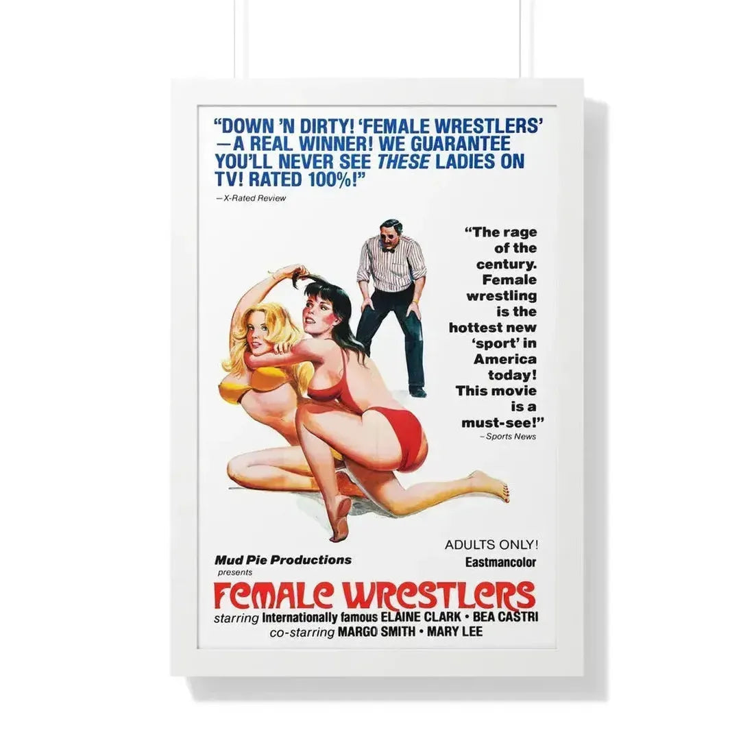 FEMALE WRESTLERS 1980 - Framed Movie Poster 20" x 30" White - The Sticker Space