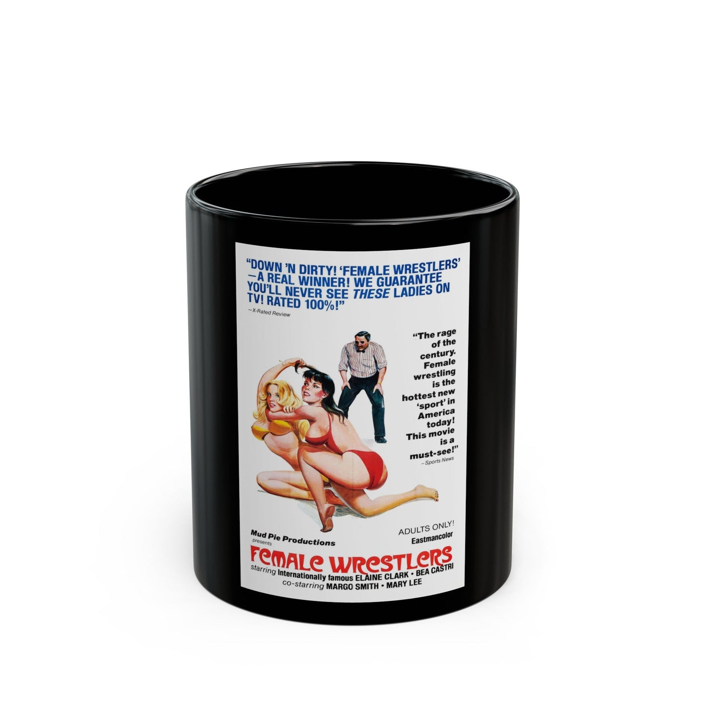 FEMALE WRESTLERS 1980 Movie Poster - Black Coffee Mug-11oz-The Sticker Space