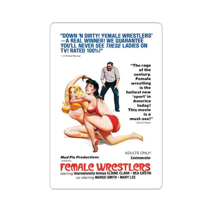 FEMALE WRESTLERS 1980 Movie Poster - STICKER Vinyl Kiss-Cut Decal 6 Inch White - The Sticker Space