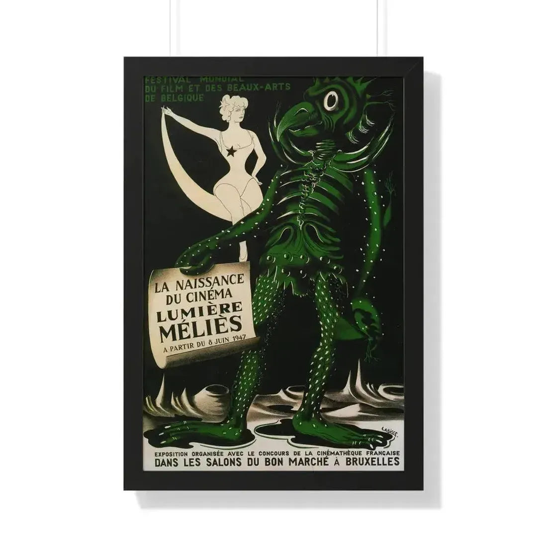 FESTIVAL MONDIAL DE FILM ET DES BEAUX-ARTS DE BELGIQUE 1951 - Framed Movie Poster 20" x 30" Black - The Sticker Space