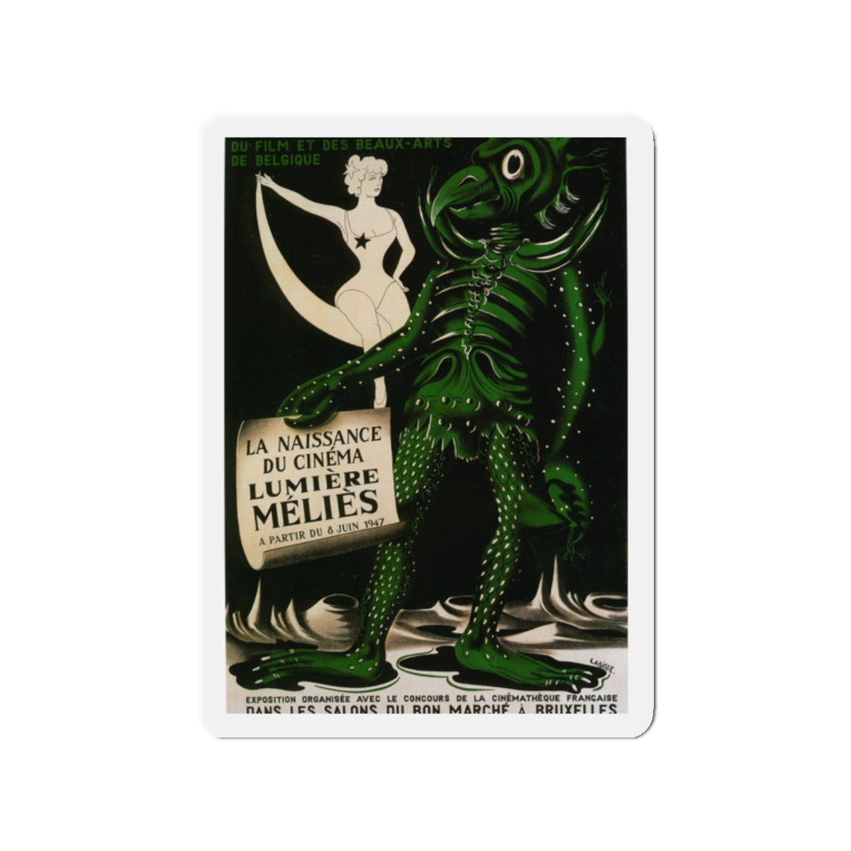 FESTIVAL MONDIAL DE FILM ET DES BEAUX-ARTS DE BELGIQUE 1951 Movie Poster - Die-Cut Magnet-2" x 2"-The Sticker Space