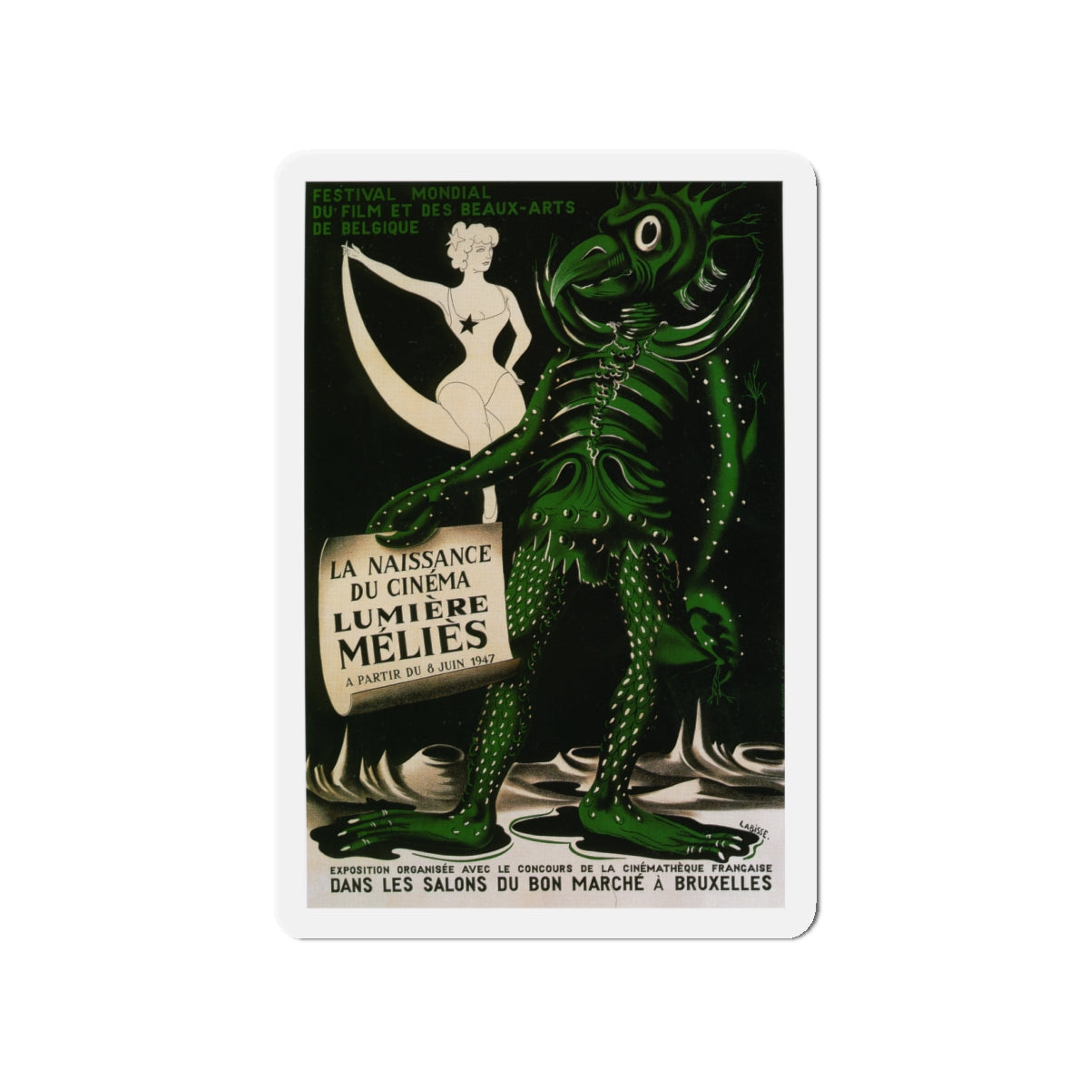 FESTIVAL MONDIAL DE FILM ET DES BEAUX-ARTS DE BELGIQUE 1951 Movie Poster - Die-Cut Magnet-4" x 4"-The Sticker Space