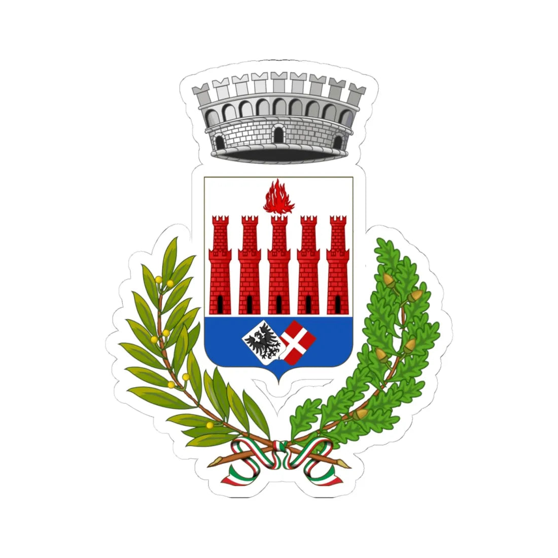 Fiamignano-Stemma (Italy) (Coat of Arms) STICKER Vinyl Kiss-Cut Decal 4 Inch White - The Sticker Space