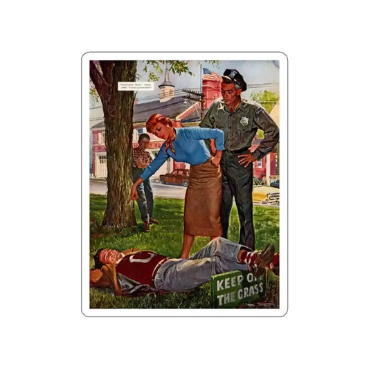 Fiction Illustration in Saturday Evening Post (1) (Magazine Illustration) STICKER Vinyl Die-Cut Decal White Die-Cut 2 Inch - The Sticker Space