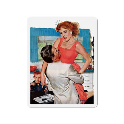 Fiction Illustration in Saturday Evening Post (2) (Magazine Illustration) Refrigerator Magnet-3" x 3"-The Sticker Space