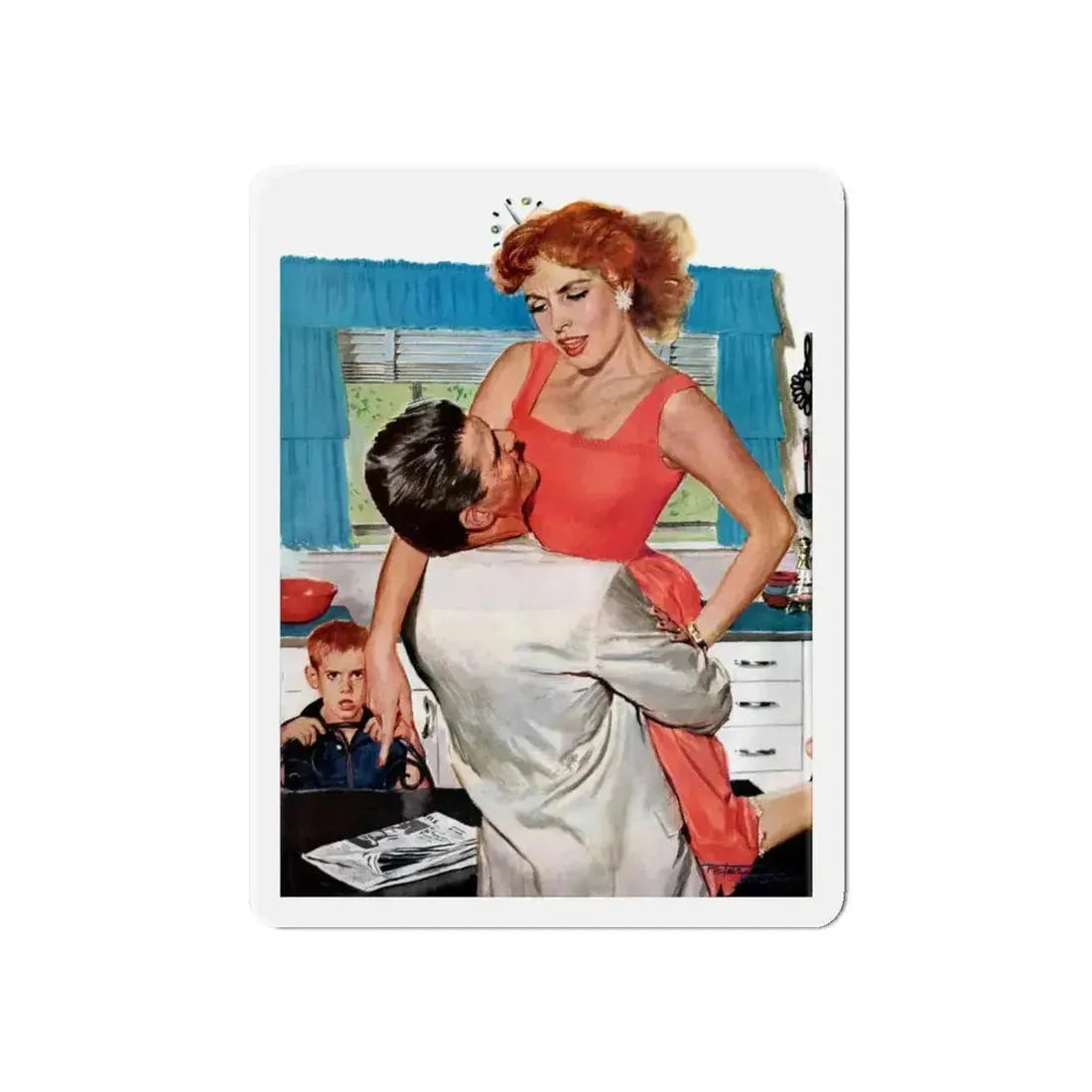 Fiction Illustration in Saturday Evening Post (2) (Magazine Illustration) Refrigerator Magnet - The Sticker Space