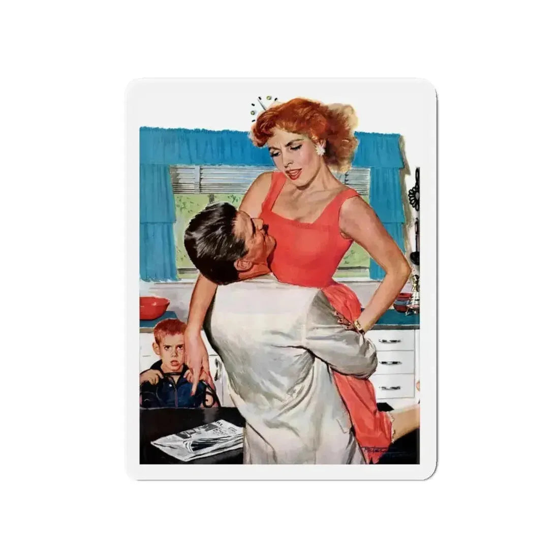 Fiction Illustration in Saturday Evening Post (2) (Magazine Illustration) Refrigerator Magnet - The Sticker Space