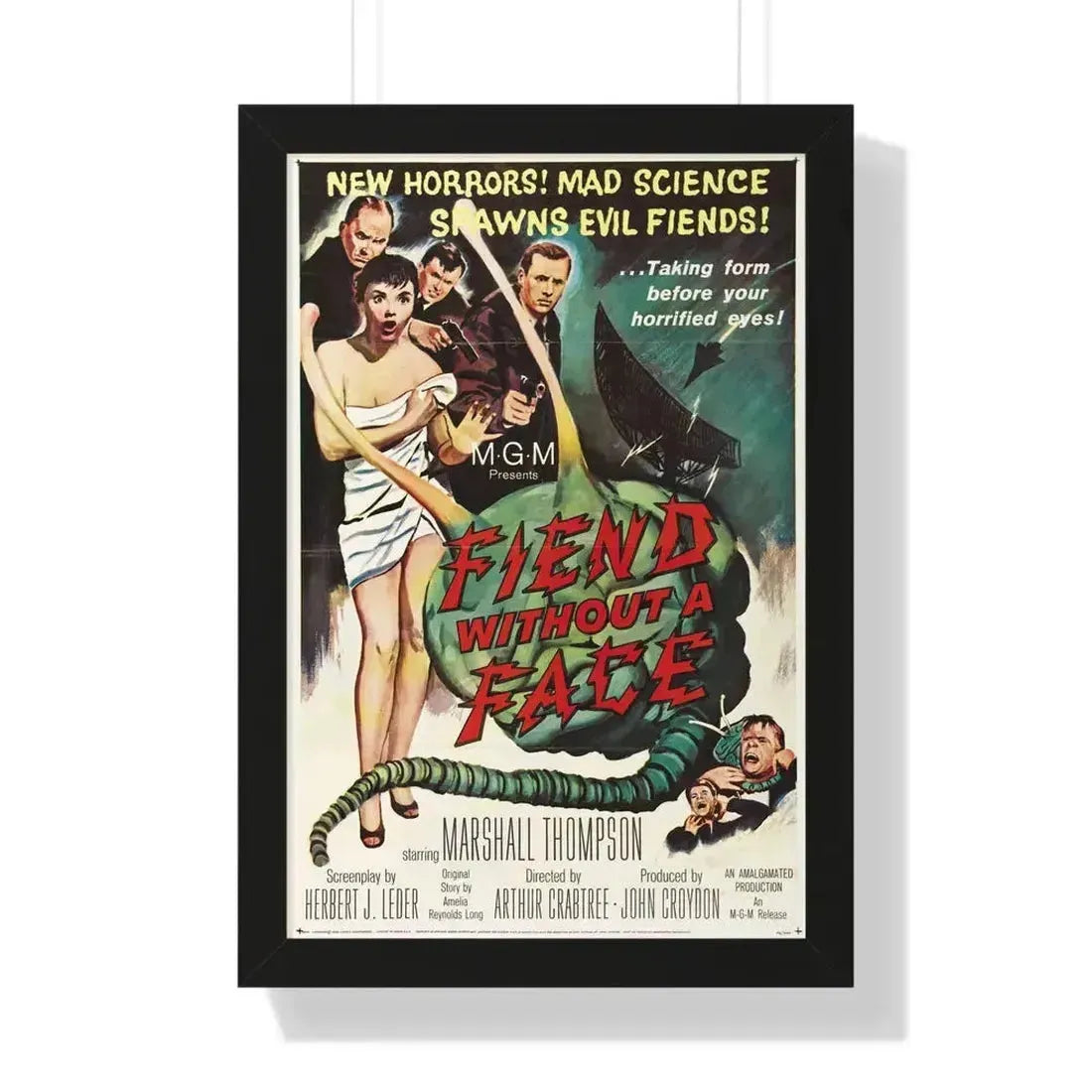 FIEND WITHOUT A FACE 1958 - Framed Movie Poster 16″ x 24″ Black - The Sticker Space