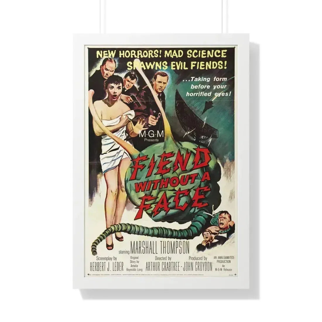 FIEND WITHOUT A FACE 1958 - Framed Movie Poster 20" x 30" White - The Sticker Space